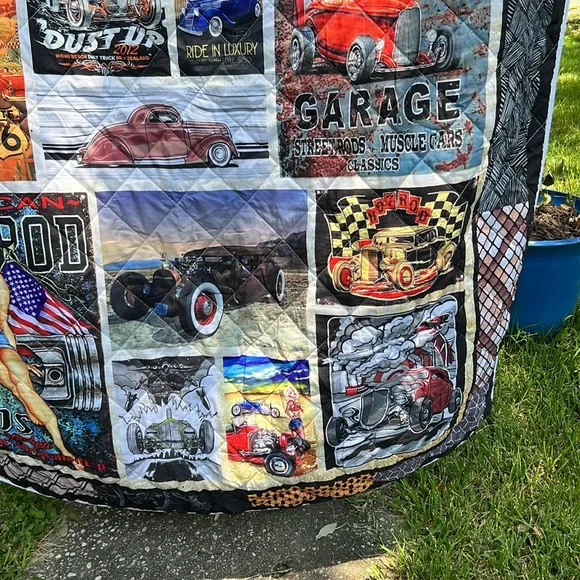 Route 66 Hot Rod Pinup Duvet Cover Throw Twin 56x67 - Picture 5 of 7